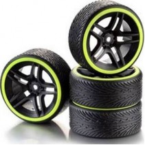 Absima 2510050 Wheel Set Drift 10- Spoke Profile B Rim black/Ring Neon Yellow