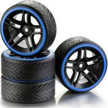 Absima Wheel Set Drift 10 Spoke Profile A Rim Black/Ring Blue (4) 2510051 1/10