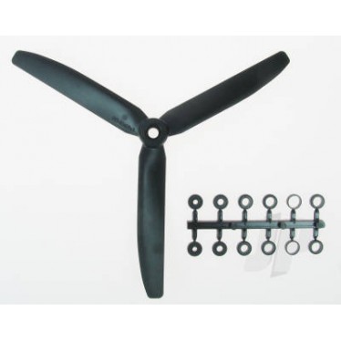 Scale Propeller 8"x4 3-Blade Black Opposite Rotation