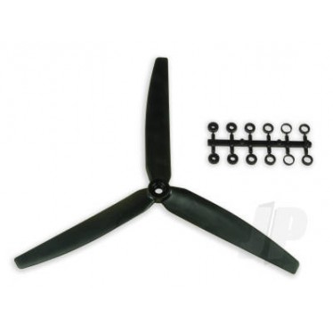 Scale Propeller 7x3.5-3-Blade Black Opposite Rotation