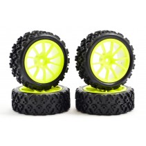 FASTRAX FAST0073Y 1/10 Street/Rally Tyre 10SP Neon Yellow Wheel