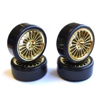 20-Spoke Drift Wheel & Tyre Set (4) - Gold