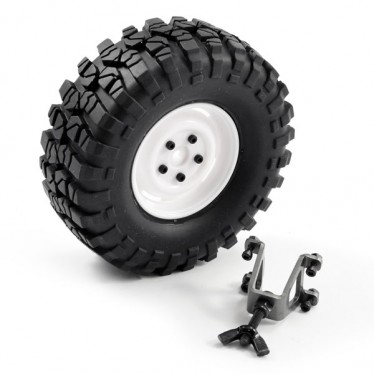 FTX OUTBACK SPARE TYRE MOUNT & TYRE/STEEL LUG WHEEL WHITE FTX8250W